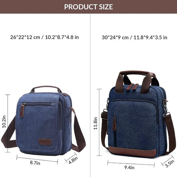 Mens Crossbody Shoulder Bag Canvas Messenger Bag Work Bag - Picture 2 of 7